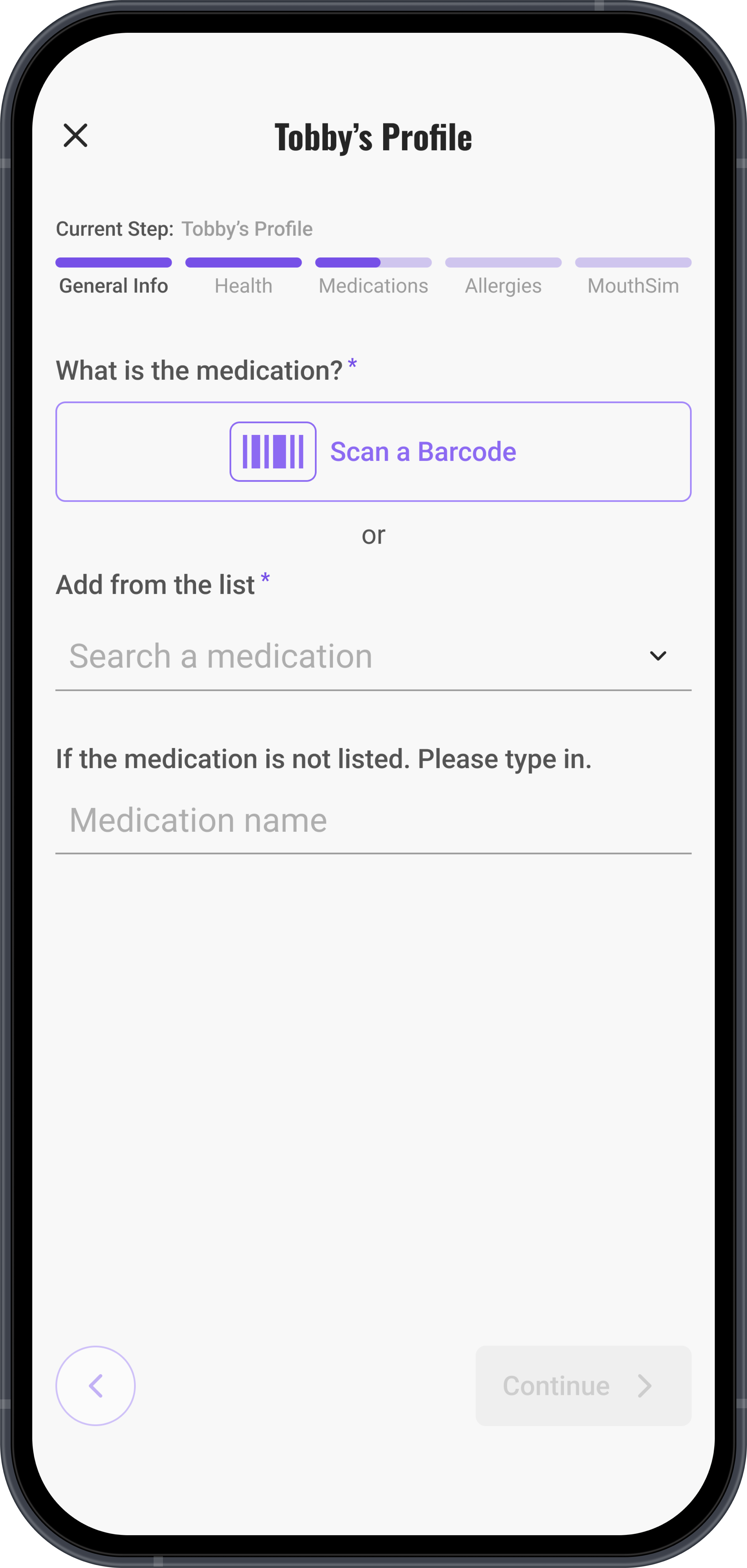 Profile Creation screen 4